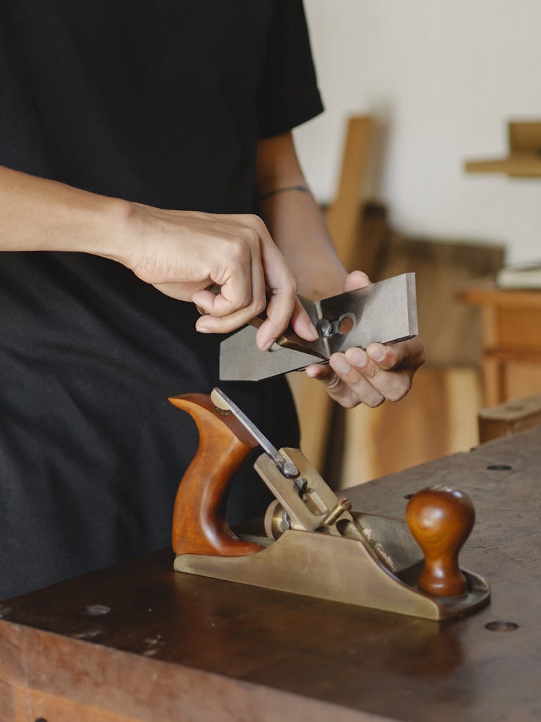 Crop man with knife and jointer